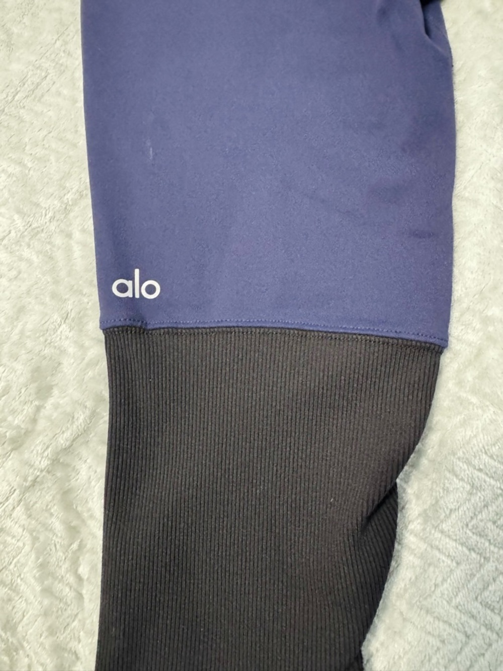 Alo Yoga Goddess Ribbed Leggings XS Blue Black High Waist Panel Scrunch Hem - XS - Picture 6 of 7